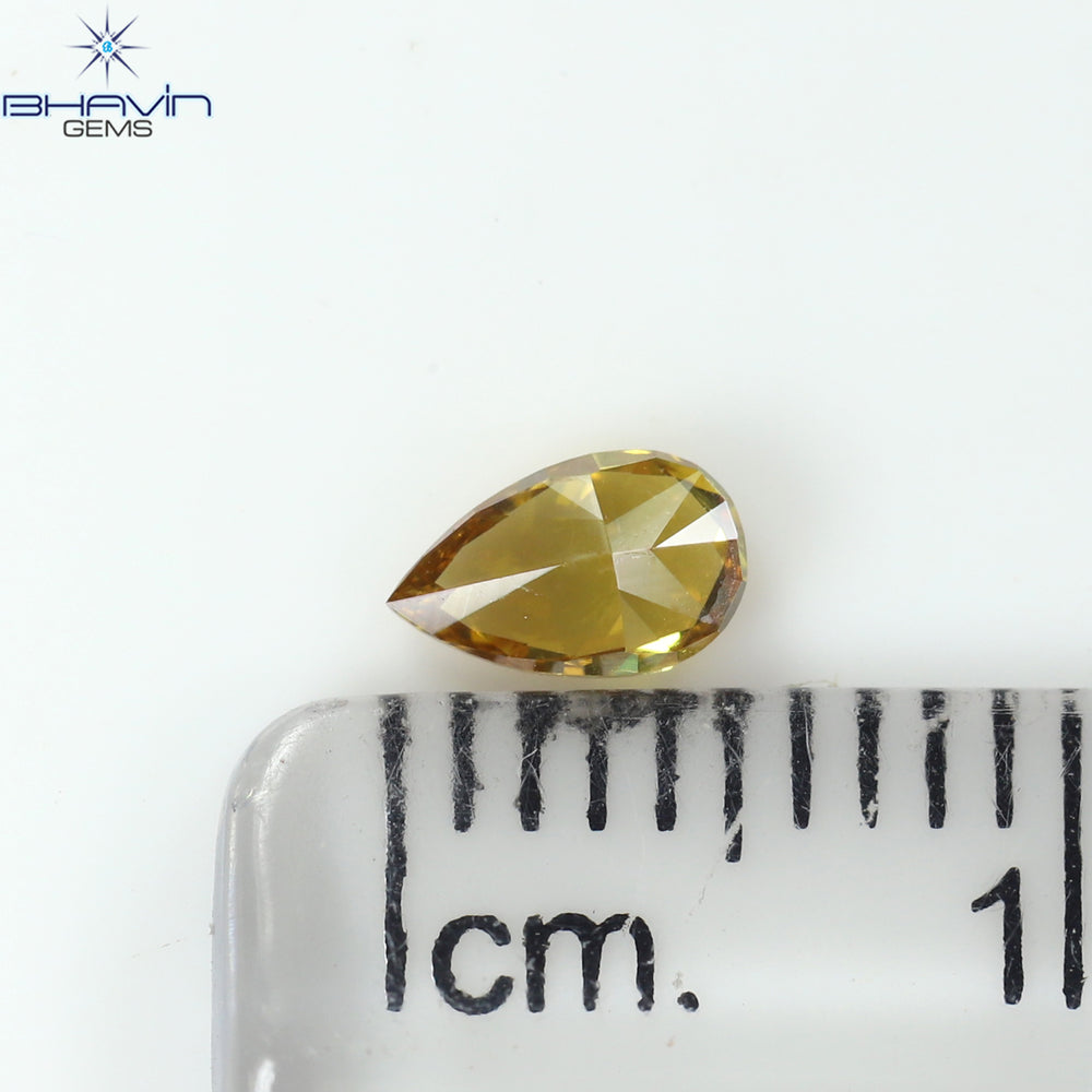 0.29 CT Pear Shape Natural Diamond Orange Color VS2 Clarity (5.36 MM)