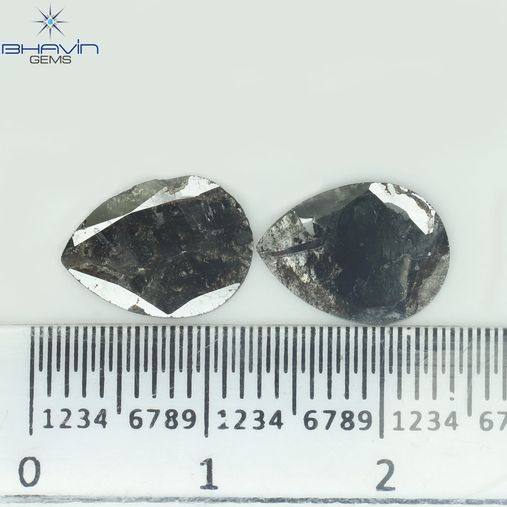 1.75 CT/5 ピース スライス形状 天然ダイヤモンド ソルト アンド ペッパー カラー I3 クラリティ (10.45 MM)