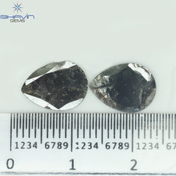 1.75 CT/5 ピース スライス形状 天然ダイヤモンド ソルト アンド ペッパー カラー I3 クラリティ (10.45 MM)