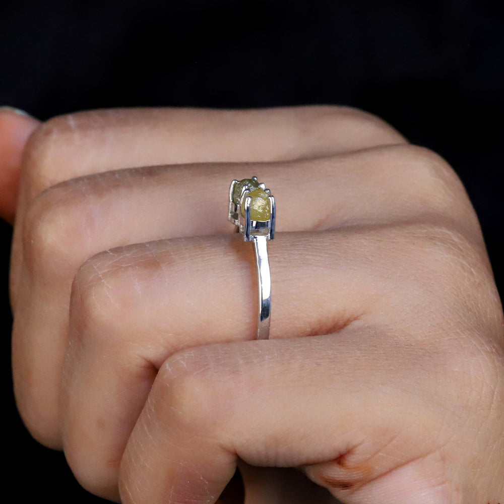 Copy of Rough Diamond Natural Diamond Ring Yellow Color Gold Ring Engagement Ring