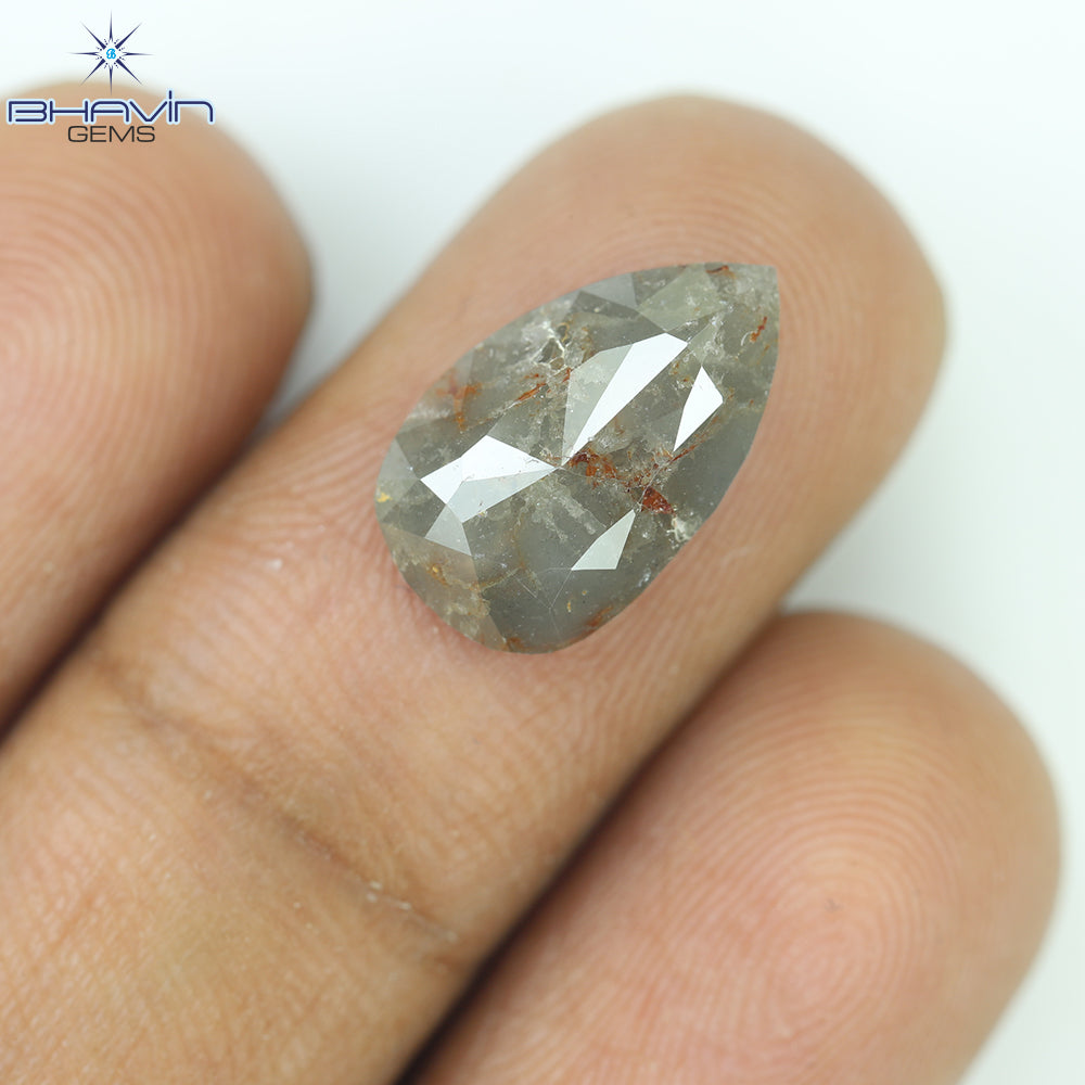 2.78 CT Pear Shape Natural Loose Diamond Salt And Pepper Color I3 Clarity (12.68 MM)