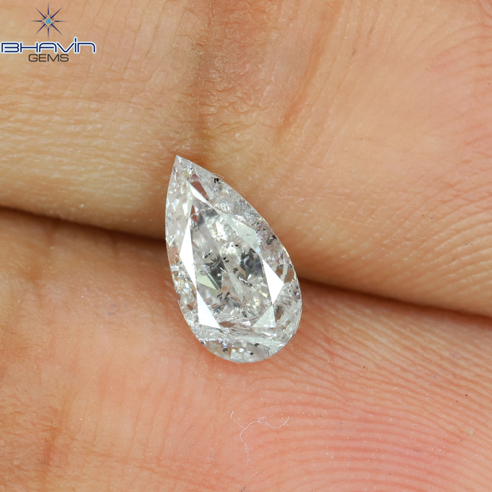 0.58 CT Pear Shape Natural Loose Diamond Pink Color I2 Clarity (7.38 MM)