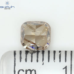 0.91 CT Cushion Shape Natural Diamond Brown Pink Color I2 Clarity (5.37 MM)