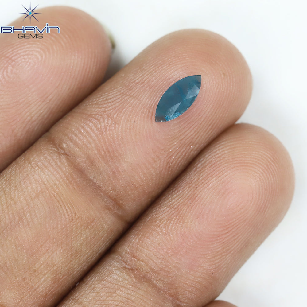 0.17 CT Marquise (Slice) Shape Natural Diamond Blue Color I3 Clarity (7.28 MM)