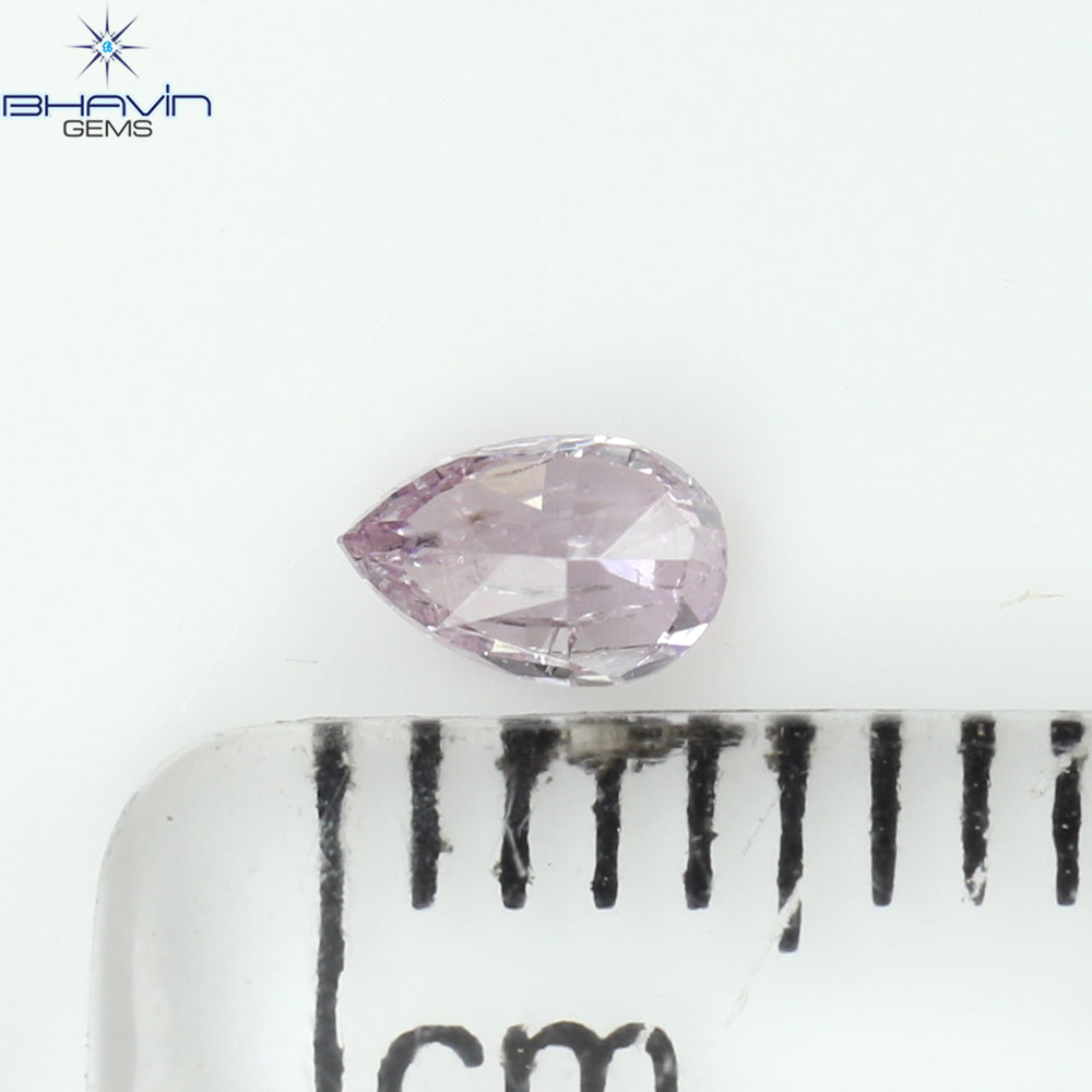 0.16 CT Pear Shape Natural Diamond Pink Color I2 Clarity (4.28 MM)