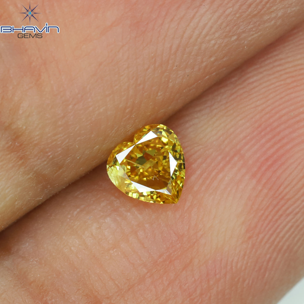 0.25 CT Heart Shape Natural Loose Diamond Orange Color SI2 Clarity (4.20 MM)