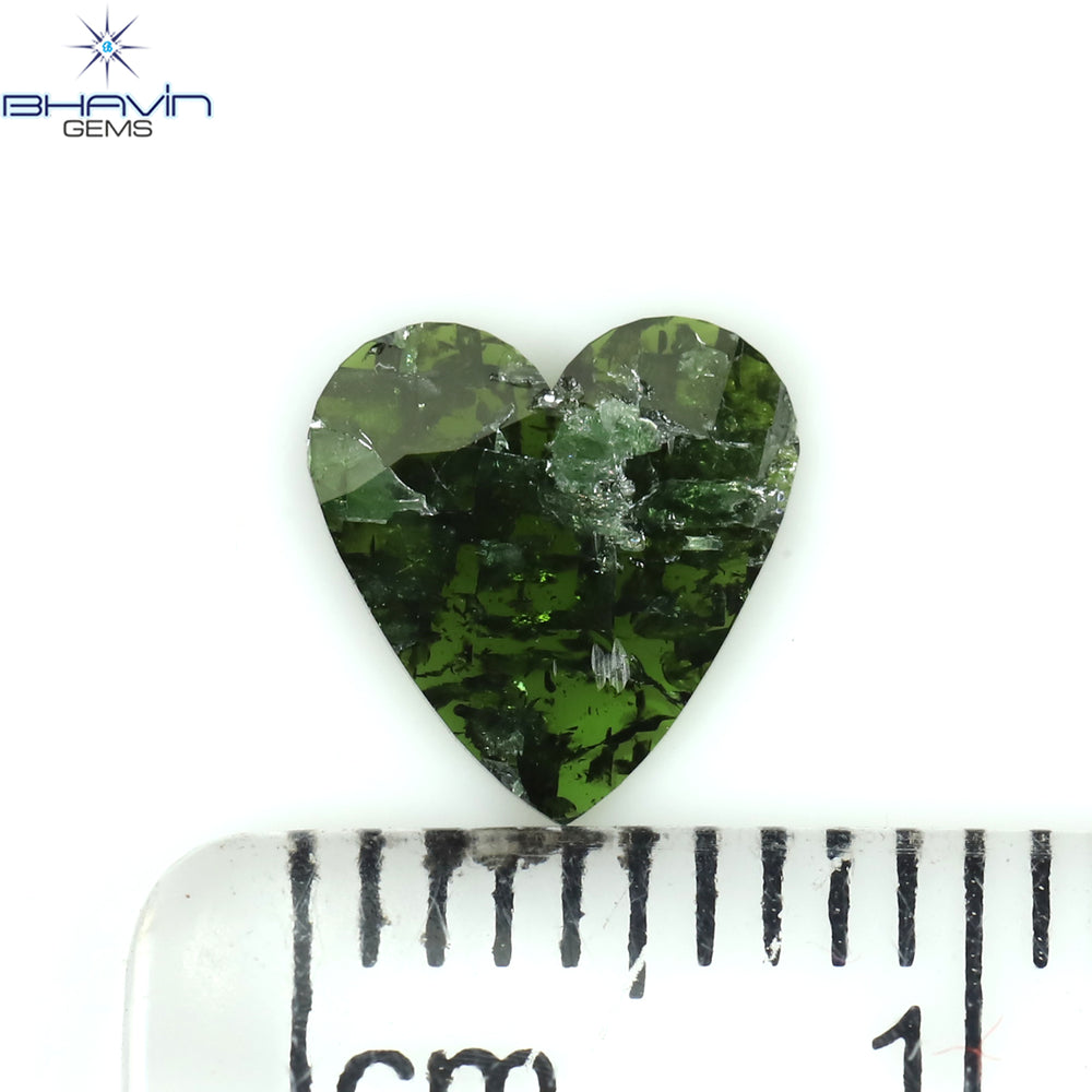 0.50 CT Heart Diamond Enhanced Green Color Clarity I3 (7.51 MM)