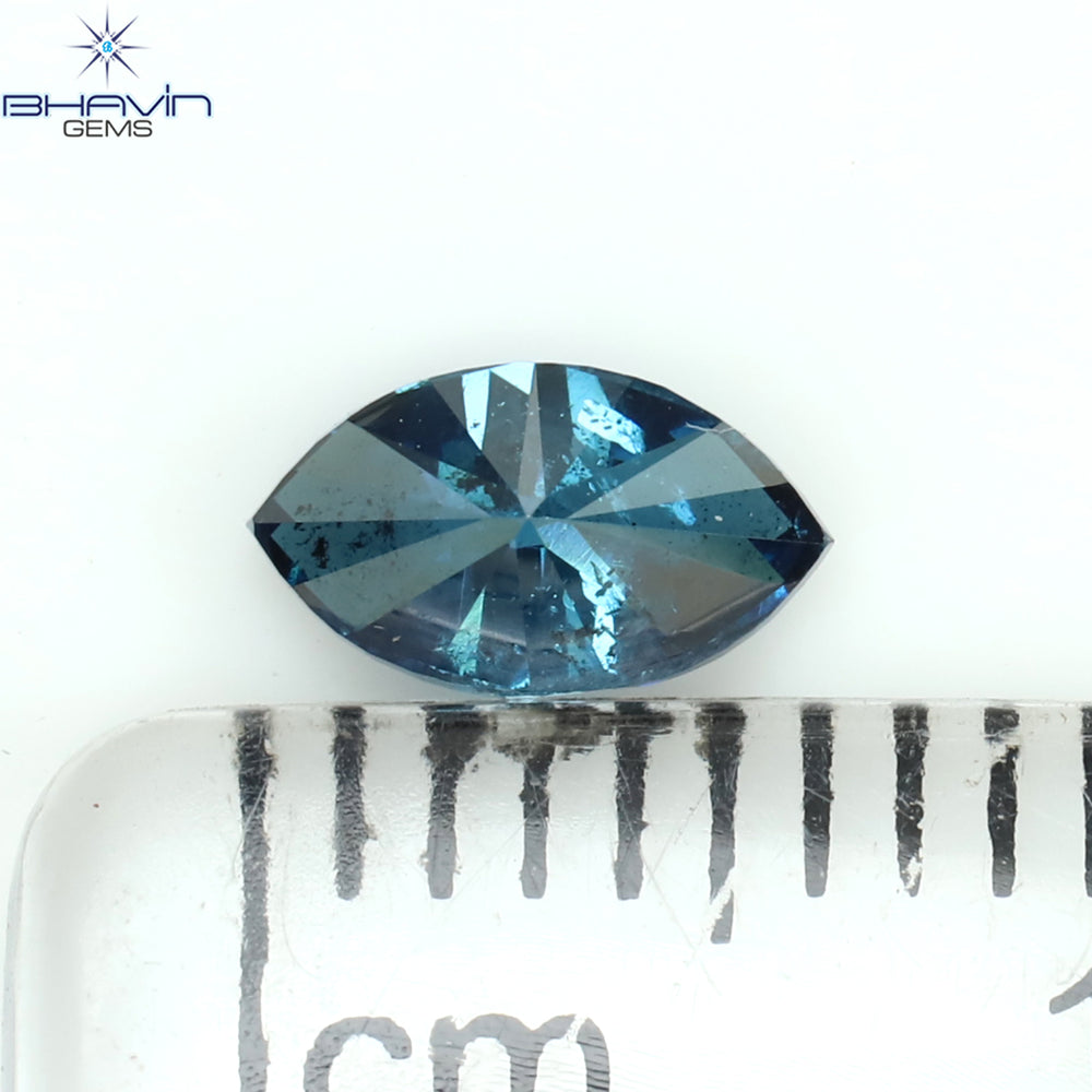 0.45 CT Marquise Shape Natural Diamond Blue Color I1 Clarity (6.30 MM)