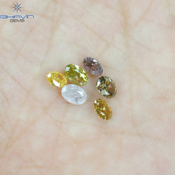 1.76 CT/6 Pcs Oval Shape Natural Diamond Mix Color SI1 Clarity (5.15 MM)