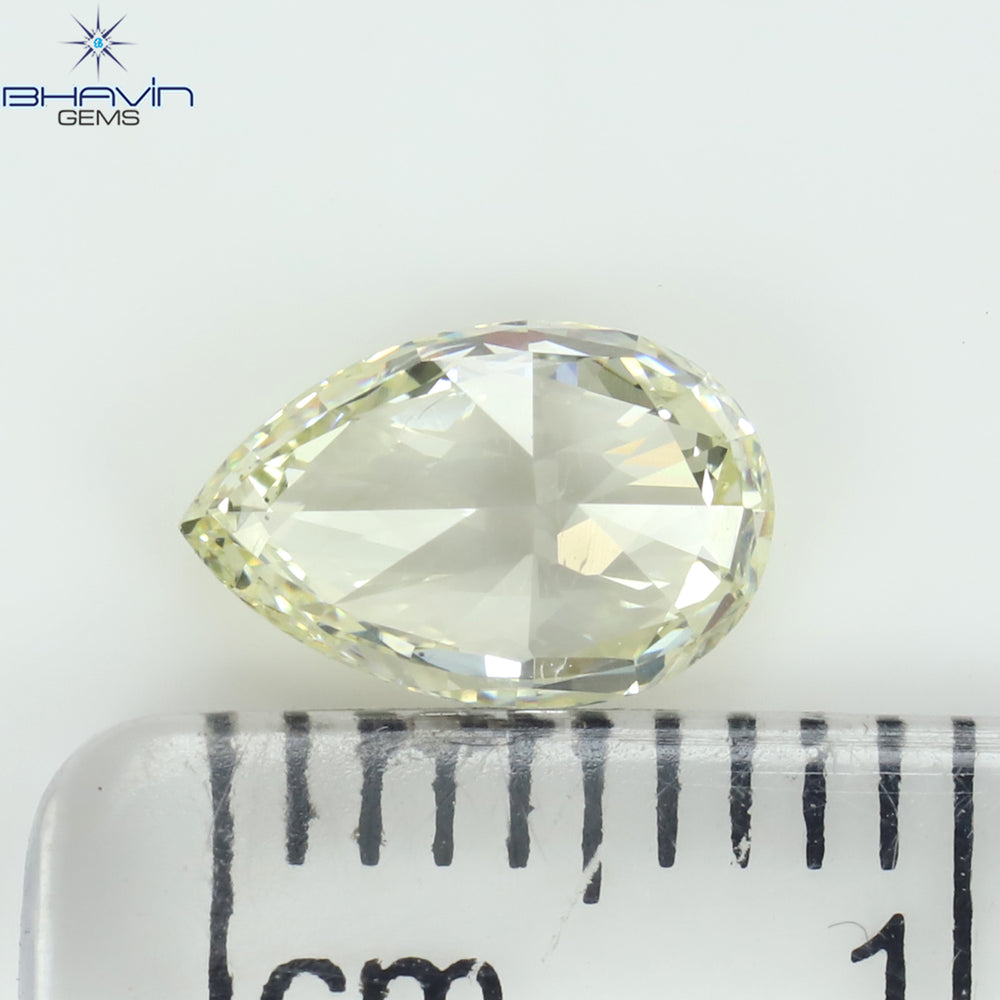 0.89 CT Pear Shape Natural Diamond Yellow Color VS2 Clarity (8.00 MM)
