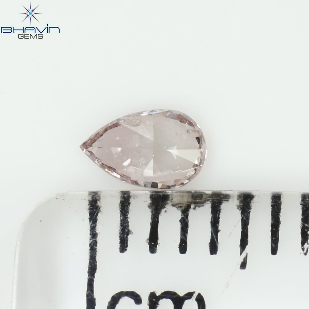 0.12 CT Pear Shape Natural Diamond Pink Color SI1 Clarity (4.10 MM)