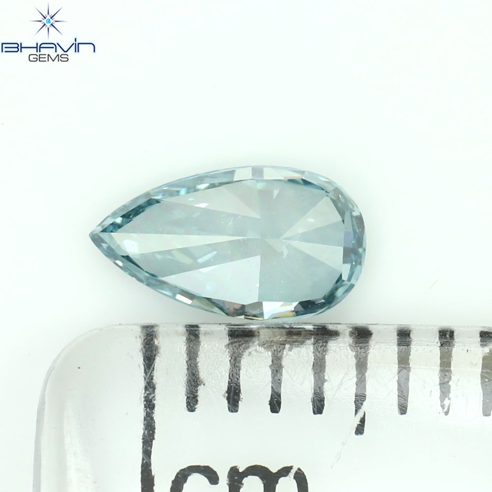0.41 CT Pear Shape Natural Diamond Blue Color VS1 Clarity (6.56 MM)