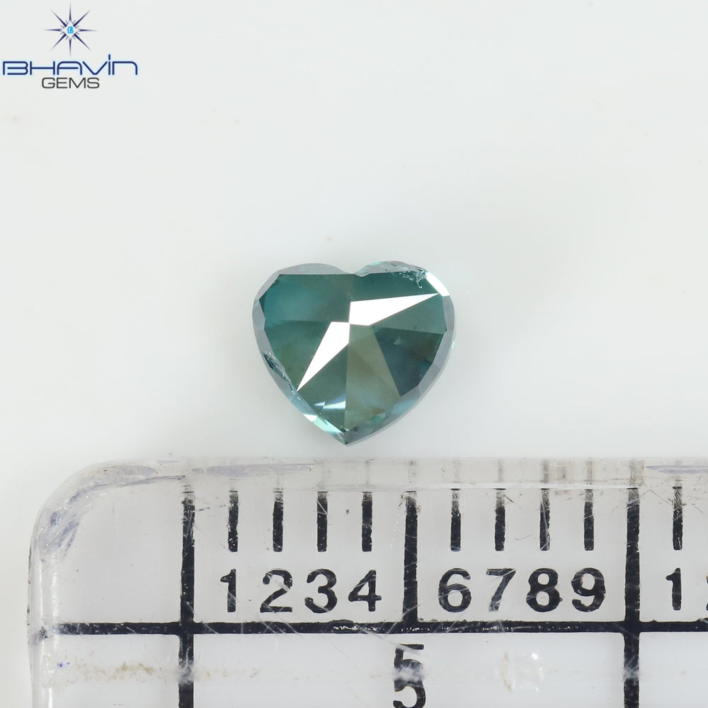0.49 CT Enhanced Heart Shape Natural Loose Diamond Bluish Green Color SI1 Clarity (4.12 MM)
