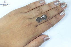 3.07 CT (2 Pcs) Uncut Slice Shape Natural Diamond  Brown  Color I3 Clarity (11.59 MM)