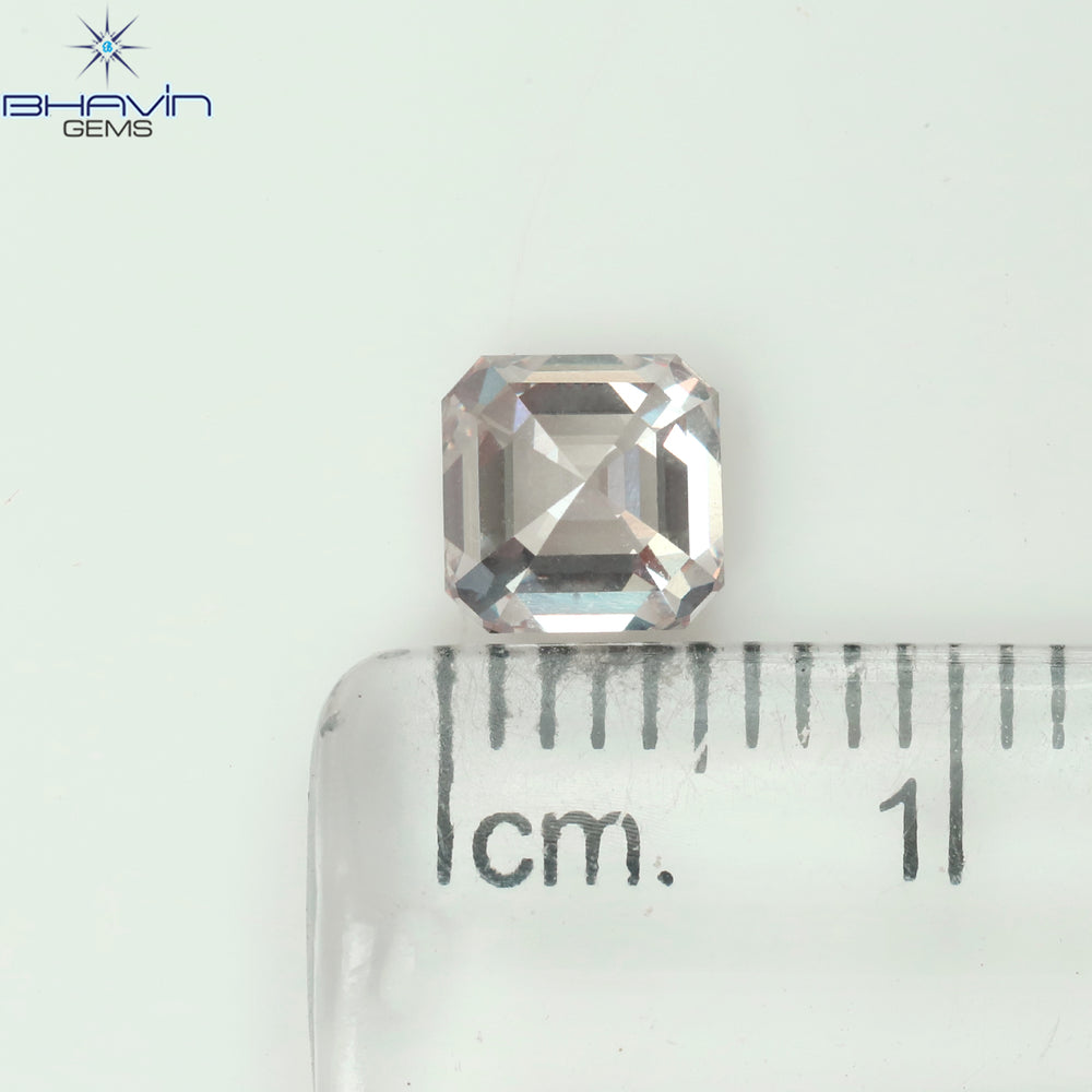 1.10 CT Asscher Diamond Enhanced Pink Color VS1 Clarity (5.46 MM)