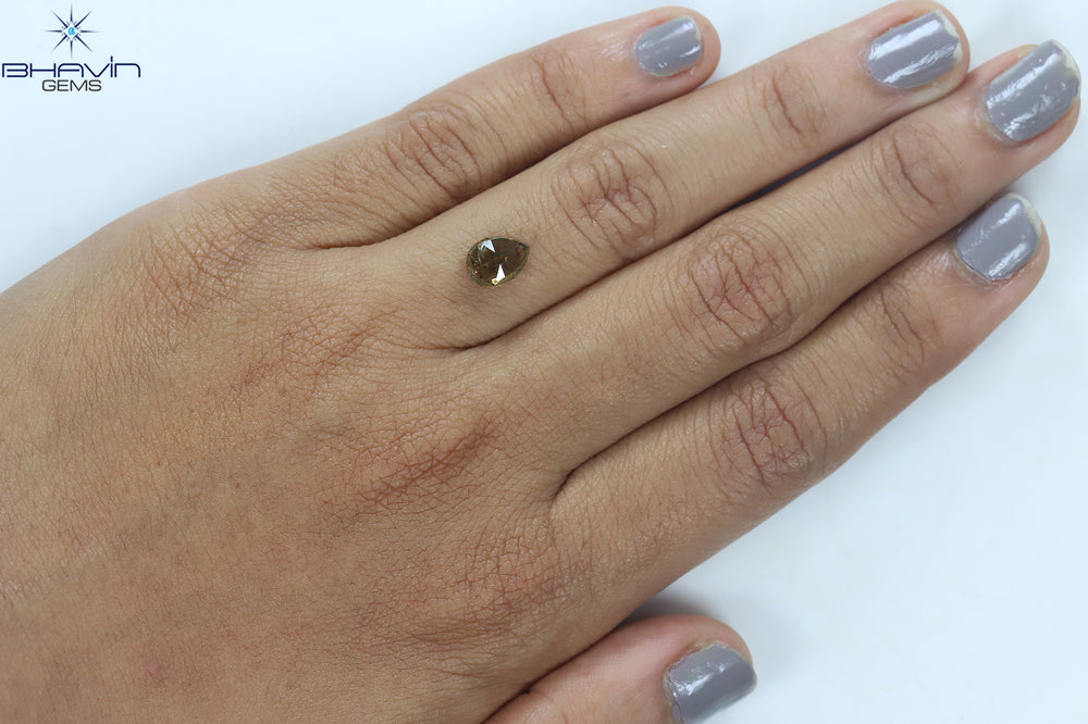 1.25 CT Pear Shape Natural Diamond Brown Color I2 Clarity (7.80 MM)
