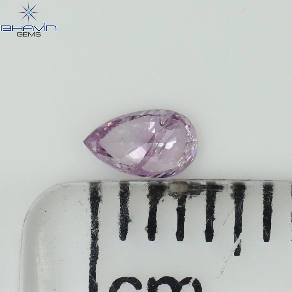 0.10 CT Pear Shape Natural Diamond Pink Color I2 Clarity (4.02 MM)