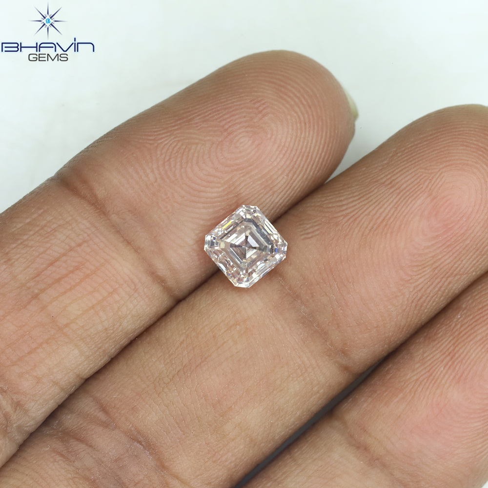1.10 CT Asscher Diamond Enhanced Pink Color VS1 Clarity (5.46 MM)