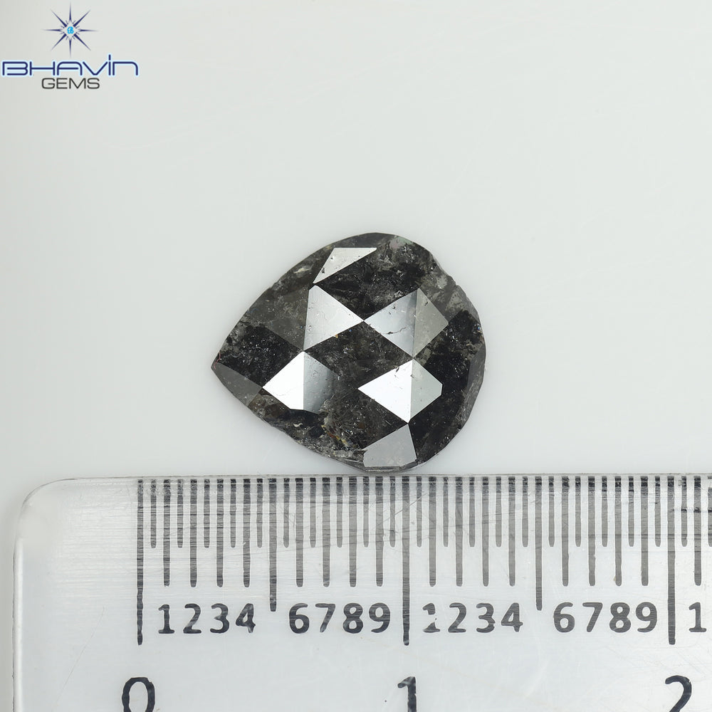 1.49 CT Slice Shape Natural Diamond Salt And Pepper Color I3 Clarity (11.88 MM)