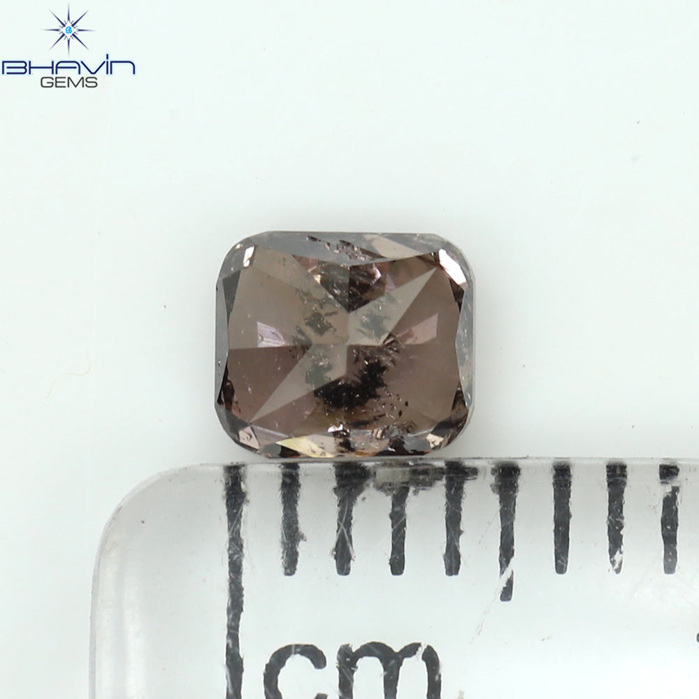 0.58 CT Cushion Shape Natural Diamond Brown Pink Color I2 Clarity (4.80 MM)