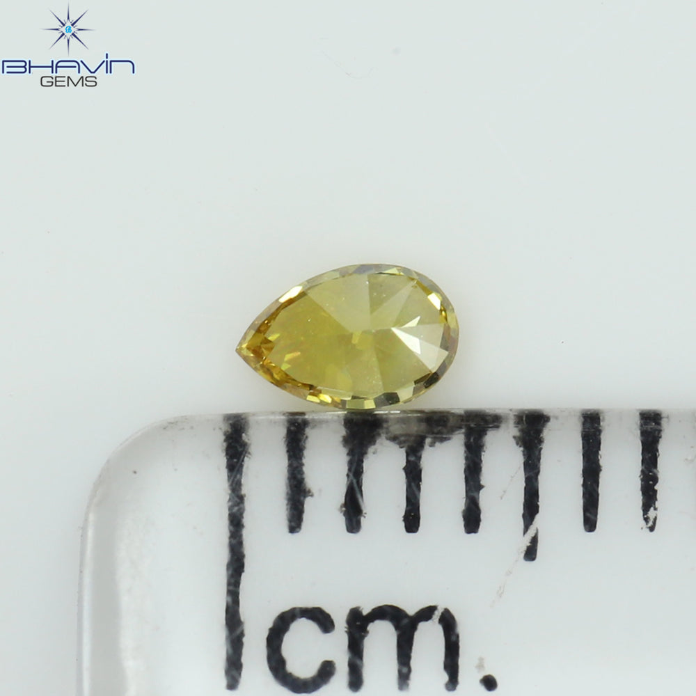 0.11 CT Pear Shape Natural Diamond Orange Color VS2 Clarity (3.82 MM)