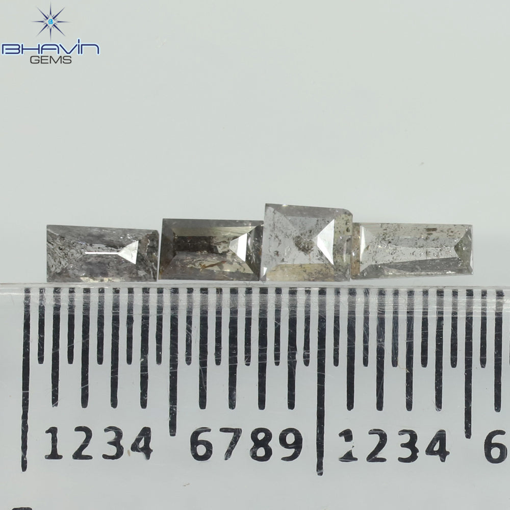 0.38 CT/4 Pcs Baguette Shape Natural Diamond Salt And Pepper Color I3 Clarity (4.10 MM)