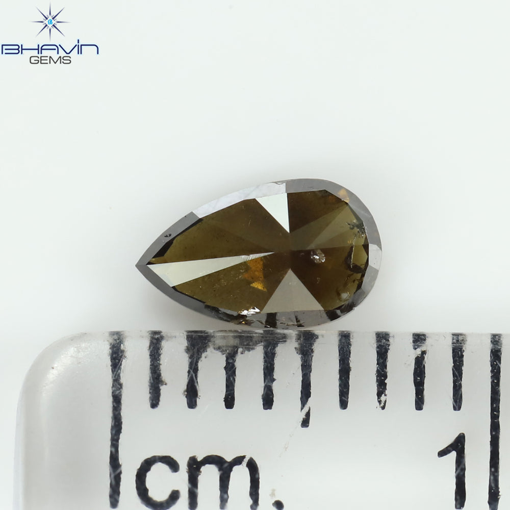 0.53 CT Pear Shape Natural Diamond Brown Color I1 Clarity (6.53 MM)