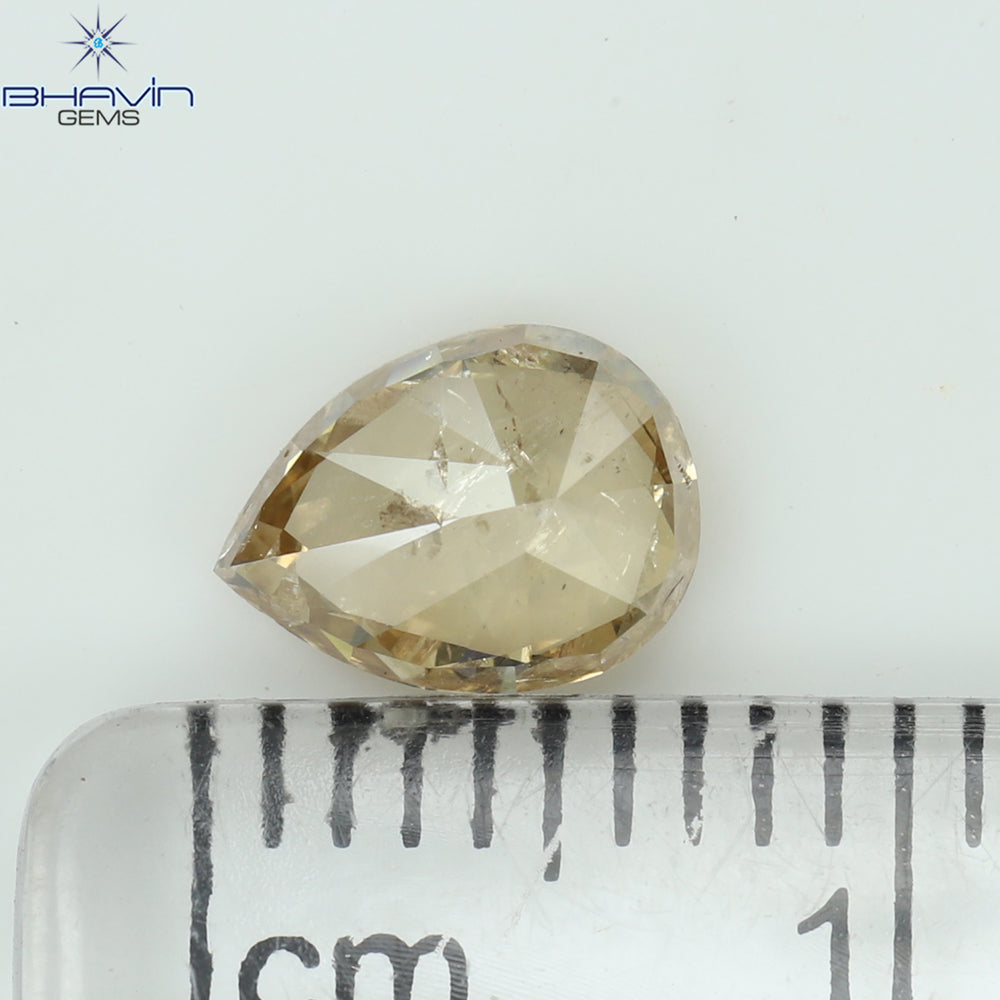 0.94 CT Pear Shape Natural Diamond Brown Color I2 Clarity (7.00 MM)