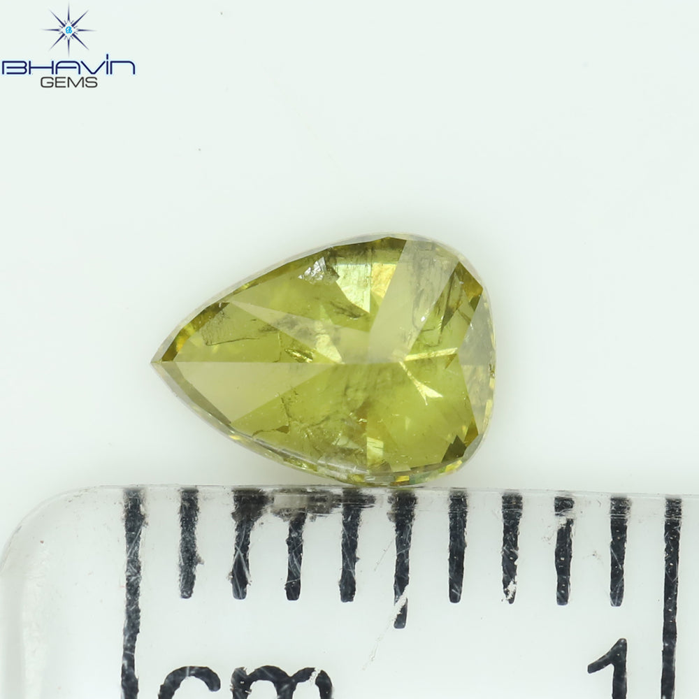 0.64 CT Pear Shape Natural Diamond Green Color I2 Clarity (6.48 MM)