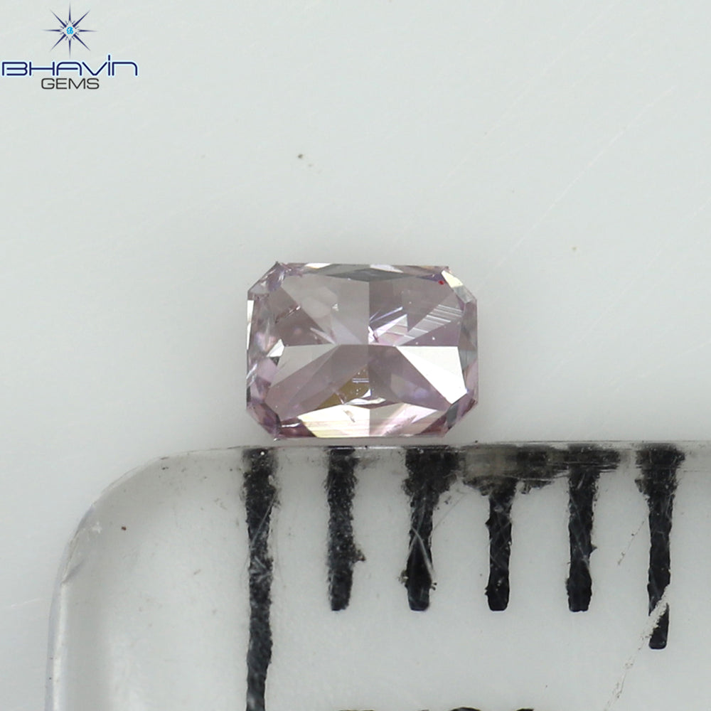 0.10 CT Radiant Shape Natural Diamond Pink Color SI1 Clarity (2.90 MM)
