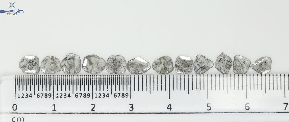2.15 CT/12 Pcs Slice Shape Natural Diamond Salt And Pepper Color I3 Clarity (6.10 MM)