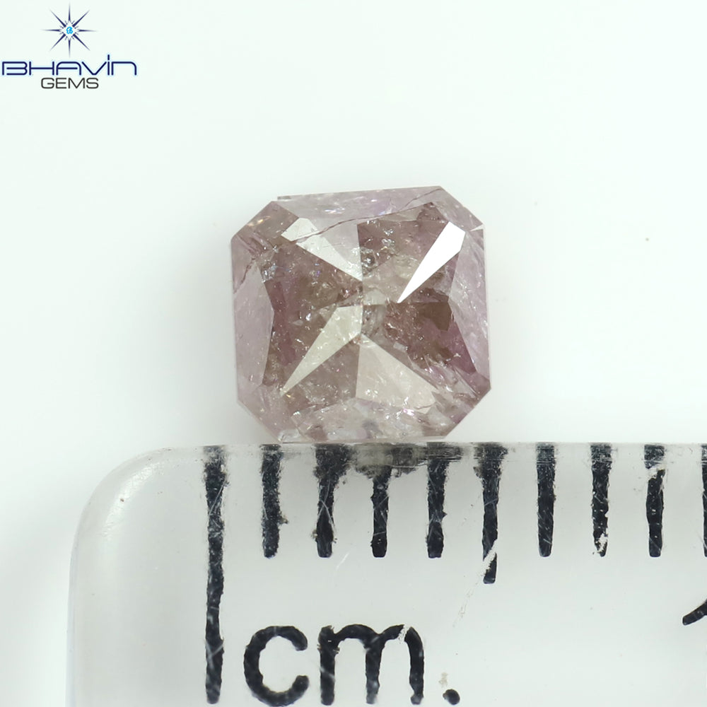 0.61 CT Radiant Diamond Pink Color Natural Loose Diamond I3 Clarity (4.66 MM)