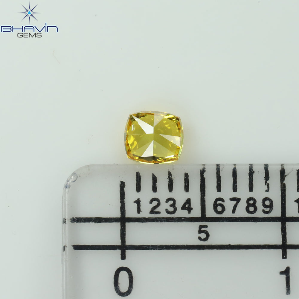 GIA Certified 0.25 CT Cushion Diamond Orange Yellow Color Natural Diamond SI1 Clarity (3.73 MM)