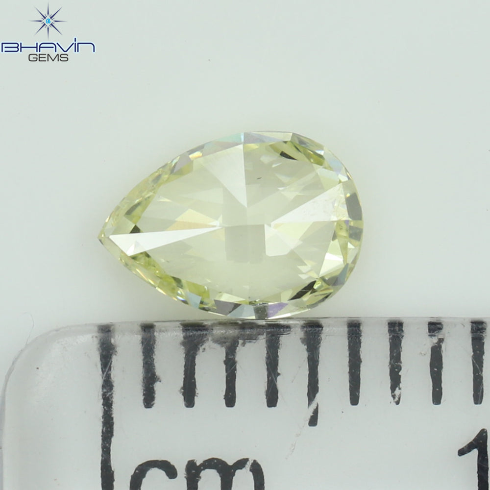 0.60 CT Pear Shape Natural Diamond Yellow Color VS2 Clarity (6.48 MM)