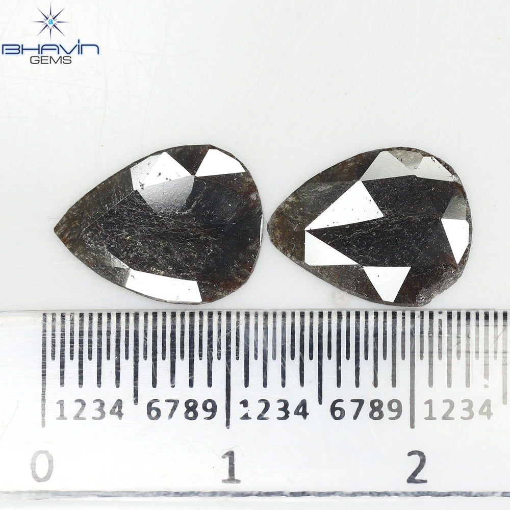 1.75 CT/5 ピース スライス形状 天然ダイヤモンド ソルト アンド ペッパー カラー I3 クラリティ (10.45 MM)