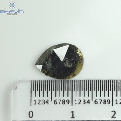 1.41 CT Pear Slice Shape Natural Diamond Brown-Green Color I3 Clarity (11.95 MM)