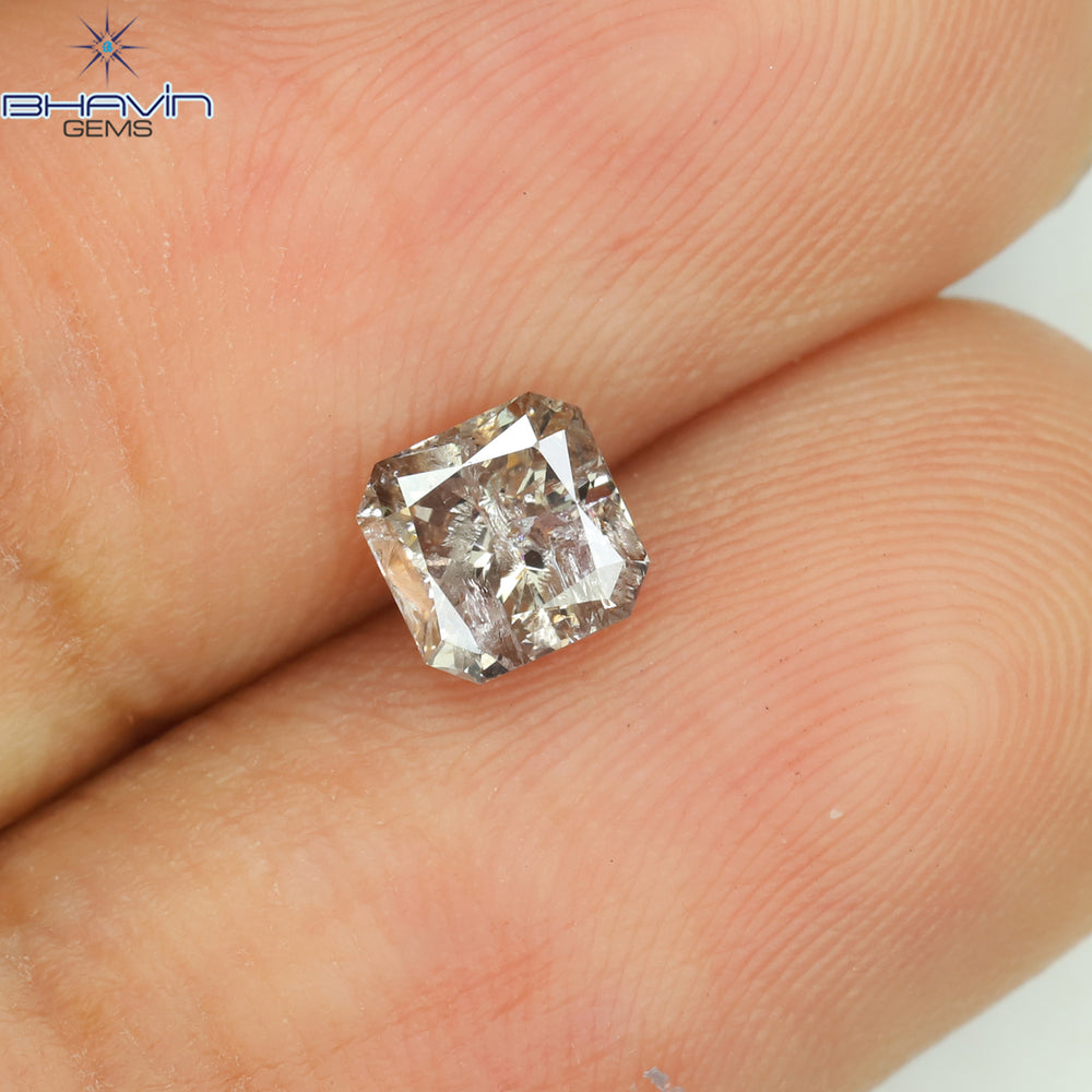 0.54 CT Radiant Shape Natural Diamond Brown Pink Color I2 Clarity (4.57 MM)