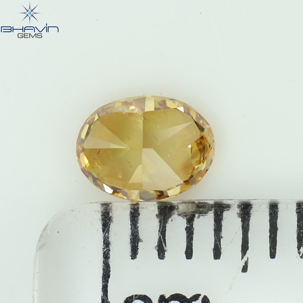 0.35 CT Oval Shape Natural Diamond Orange Color SI1 Clarity (4.99 MM)