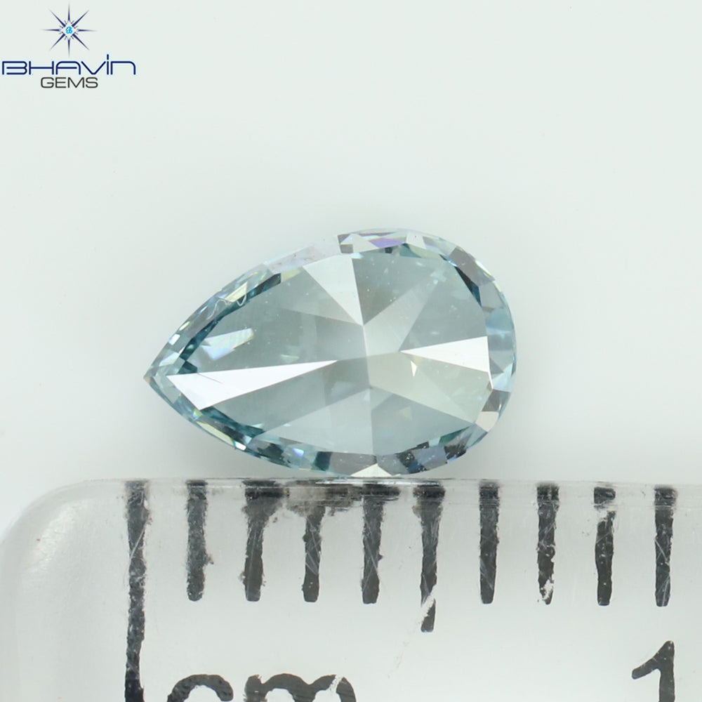 0.52 CT Pear Shape Natural Diamond Blue Color VS1 Clarity (6.43 MM)