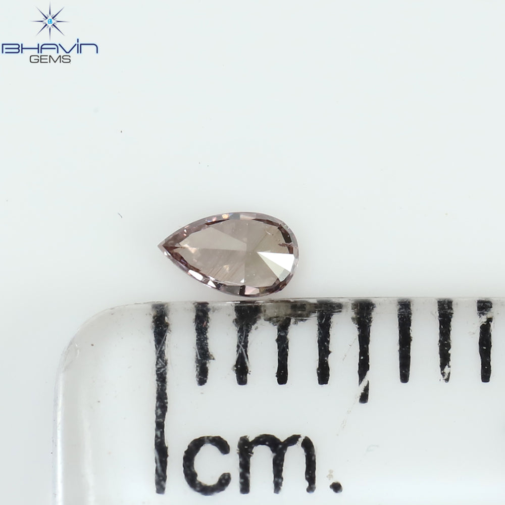 0.07 CT Pear Shape Natural Diamond Pink Color SI1 Clarity (3.52 MM)