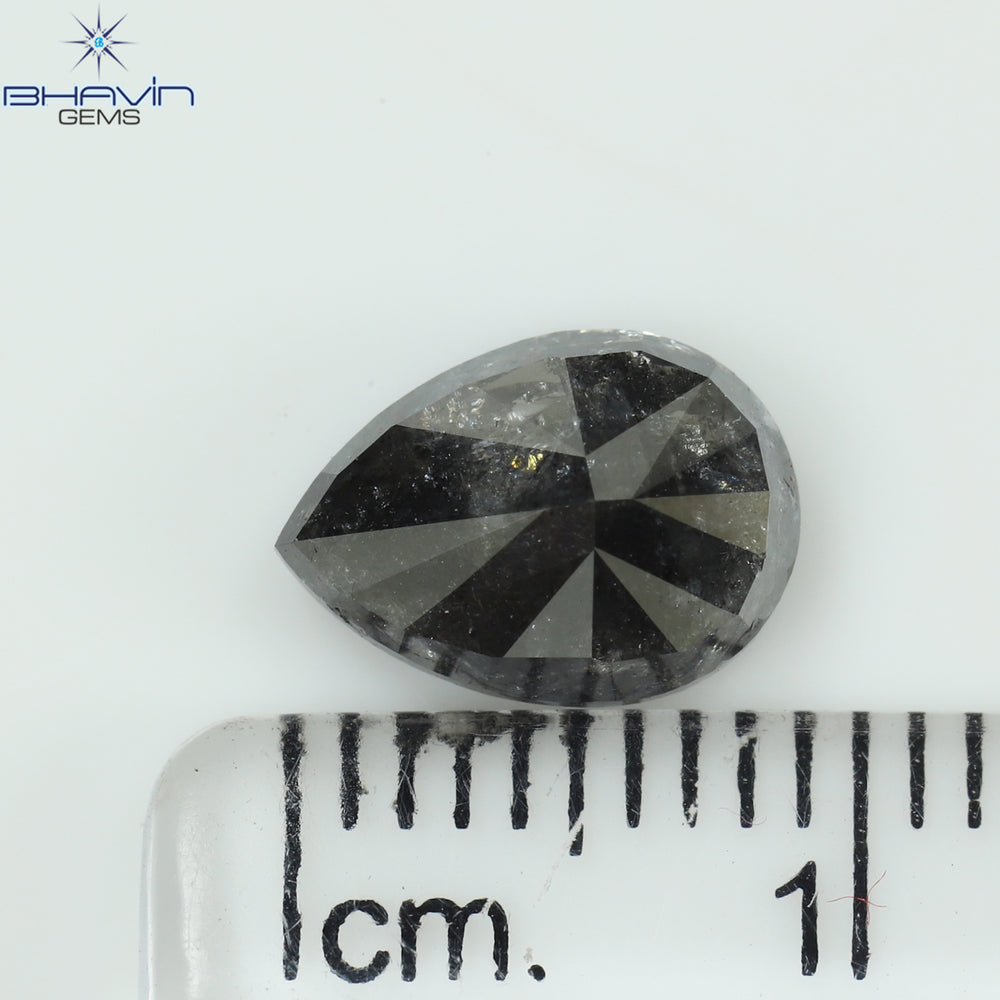 2.10 CT Pear Shape Natural Loose Diamond Salt And Pepper Color I3 Clarity (9.28 MM)