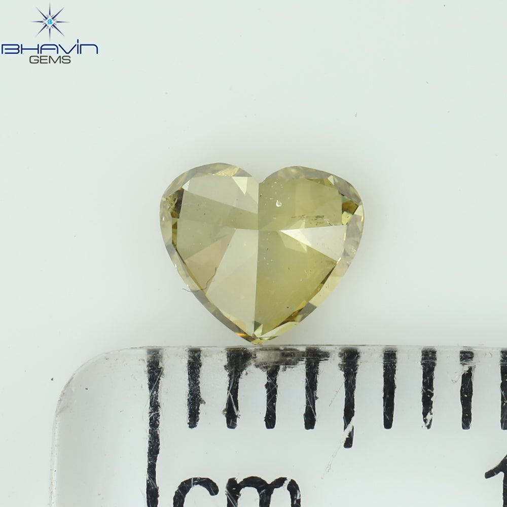 0.50 CT Heart Shape Natural Diamond Green (Chameleon) Color SI1 Clarity (5.23 MM)