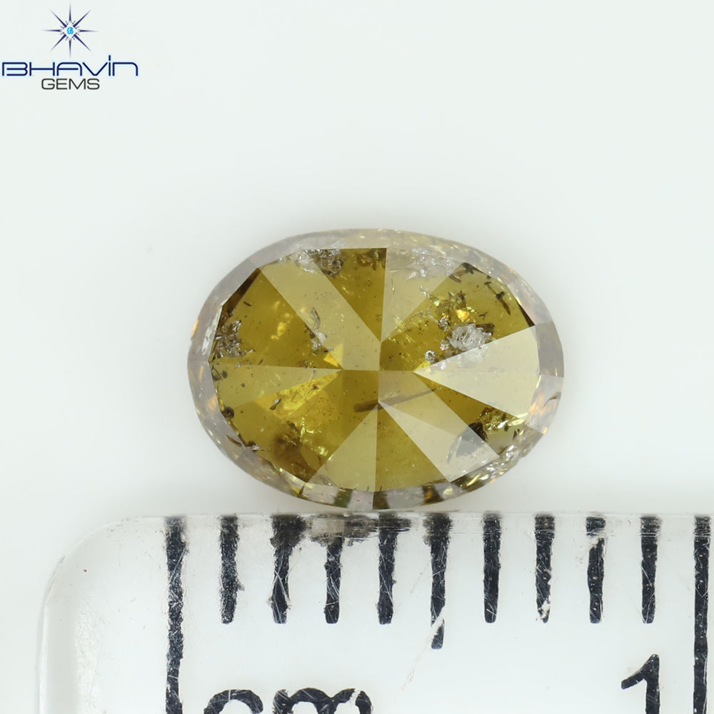1.01 CT Oval Shape Natural Diamond Brown Orange Color I3 Clarity (7.16 MM)