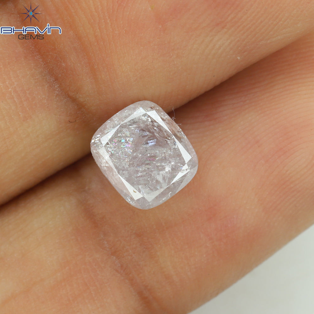 1.67 CT Cushion Shape Natural Loose Diamond Pink Color I3 Clarity (6.92 MM)