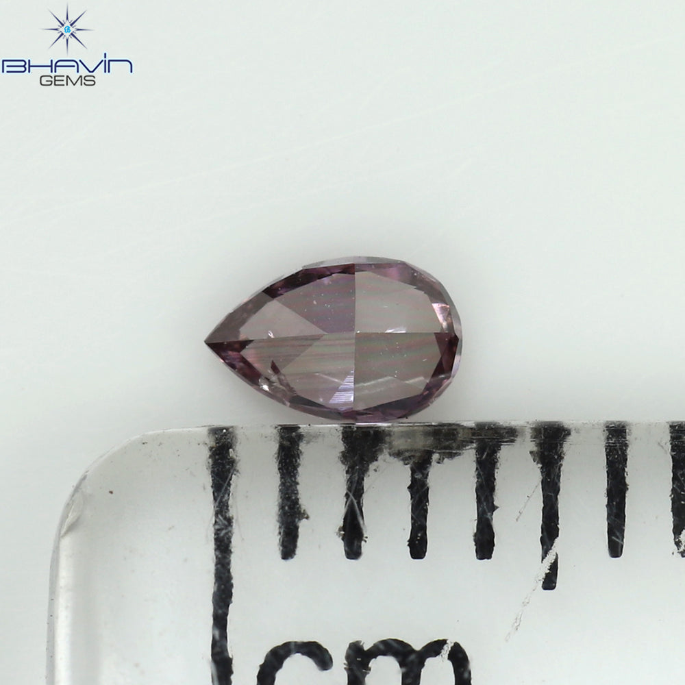 0.13 CT Pear Shape Natural Diamond Pink Color SI1 Clarity (3.98 MM)