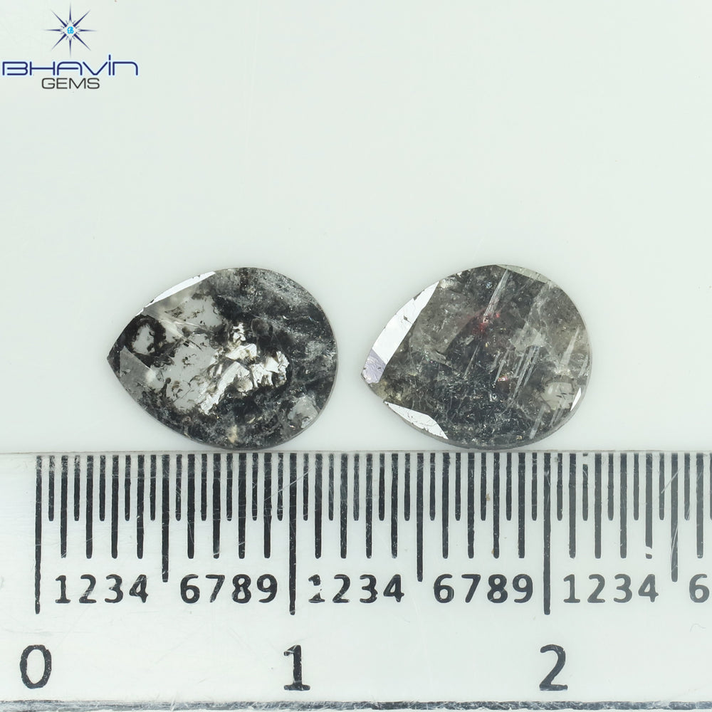 1.33 CT/2 Pcs Slice Shape Natural Diamond Salt And Pepper Color I3 Clarity (9.12 MM)
