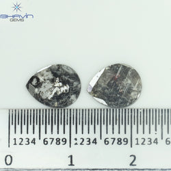 1.33 CT/2 Pcs Slice Shape Natural Diamond Salt And Pepper Color I3 Clarity (9.12 MM)