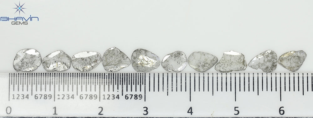 2.05 CT/10 Pcs Slice Shape Natural Diamond Salt And Pepper Color I3 Clarity (6.46 MM)