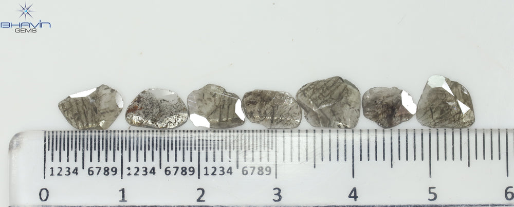 2.51 CT Slice Shape Natural Diamond Salt And Pepper Color I3 Clarity (8.37 MM)