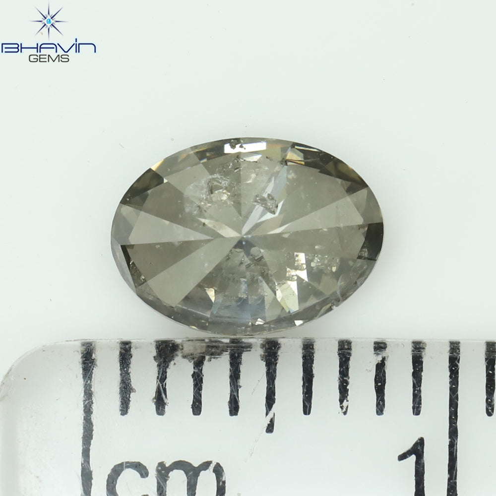 0.99 CT Oval Shape Natural Diamond Grey Color I2 Clarity (7.52 MM)